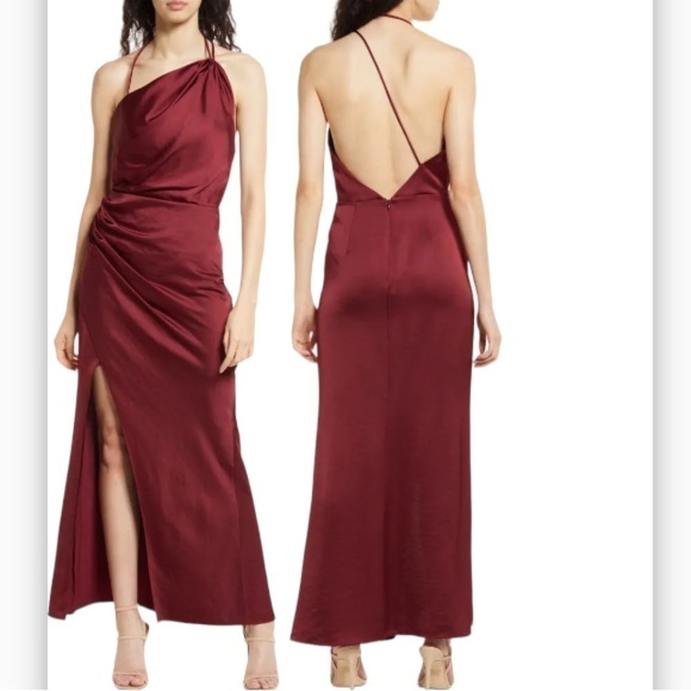 Significant Other Gracie One-Shoulder Cocktail Maxi Dress New Size 6 Burgundy - Picture 11 of 11